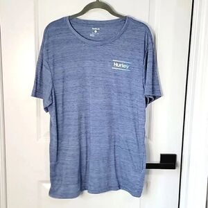 Hurley Heather Blue Logoed Short Sleeve T-Shirt - Size Large